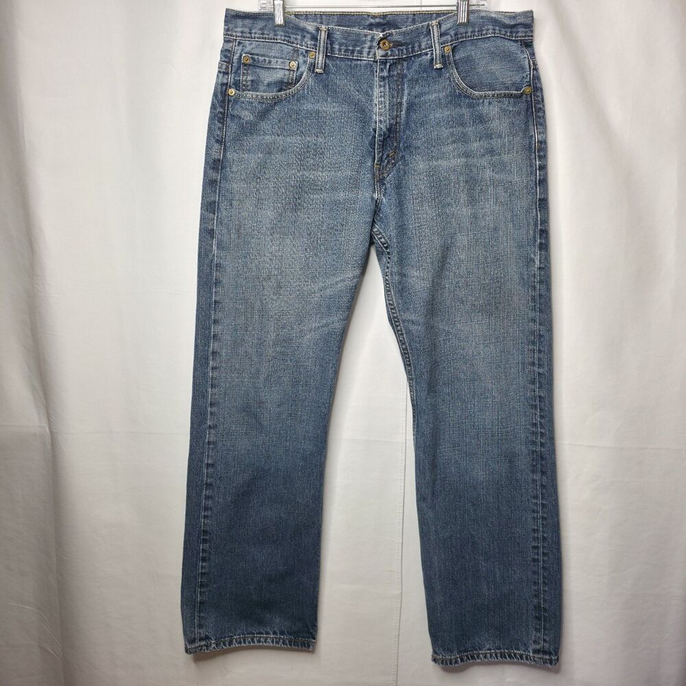 Y2K Levis 569 Mens Loose Straight Fit Jeans 38x32 Light Wash 5 Pockets Wide Leg